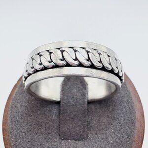 Interlocking Rope Design Spinner Band VTG Sterling Silver 925 Ring Size 12.5